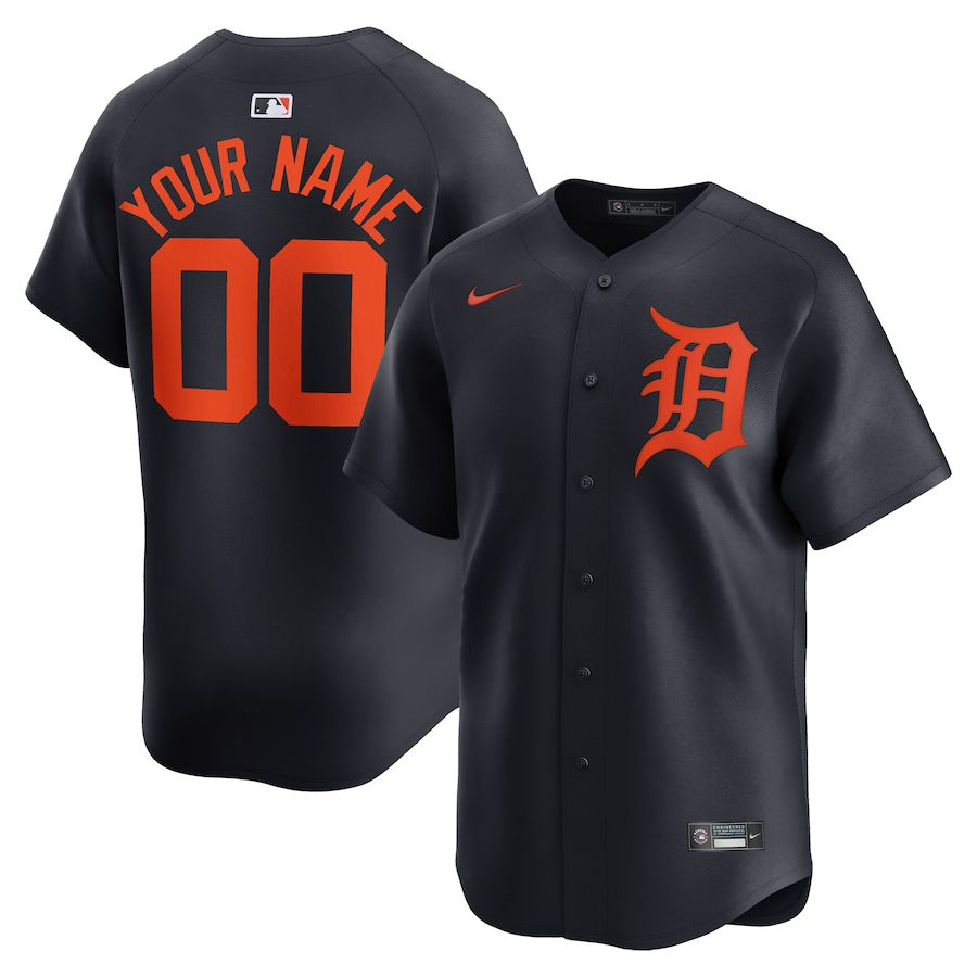 Men Detroit Tigers Nike Navy Alternate Limited Custom MLB Jersey